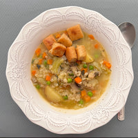 Farmhouse  Vegetable Soup with Herb Croutons