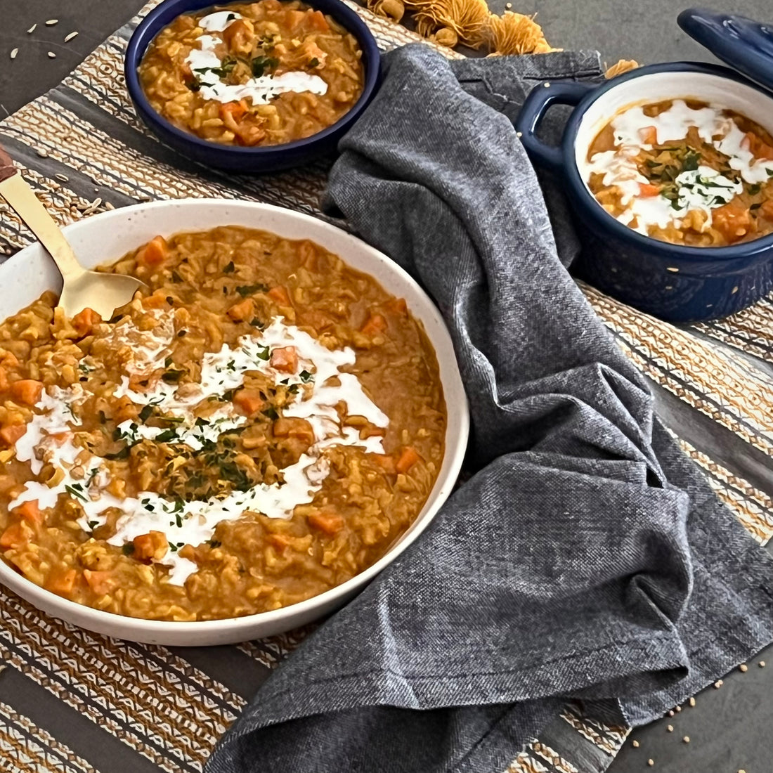 Mulligatawny Soup This lovely fusion of British-Indian cuisine soup combine flavors of lentils, apple and cream in a luxuriously warming sweet curried broth. This unique soup is rich in flavor, fiber, nutrition and always satisfying.